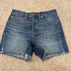 Madewell Distressed Frayed Hem Denim Shorts - Blue